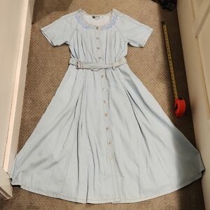 Vintage 100% Cotton JEAN / DENIM dress. 8P  1980's style